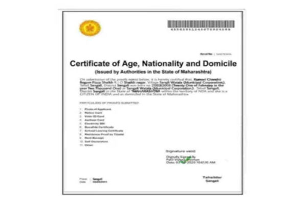 Domicile and income certificate documentation
